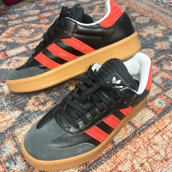 adidas Shoes - Adidas Black and Red Samba Sneakers size 8.5 women’s
